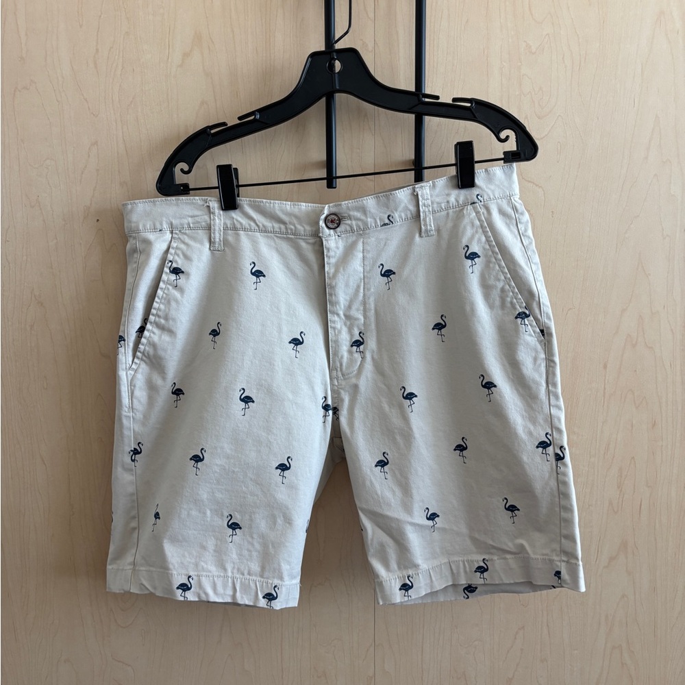 Hudson & Barrow Men's Tan Flamingo Print Shorts
